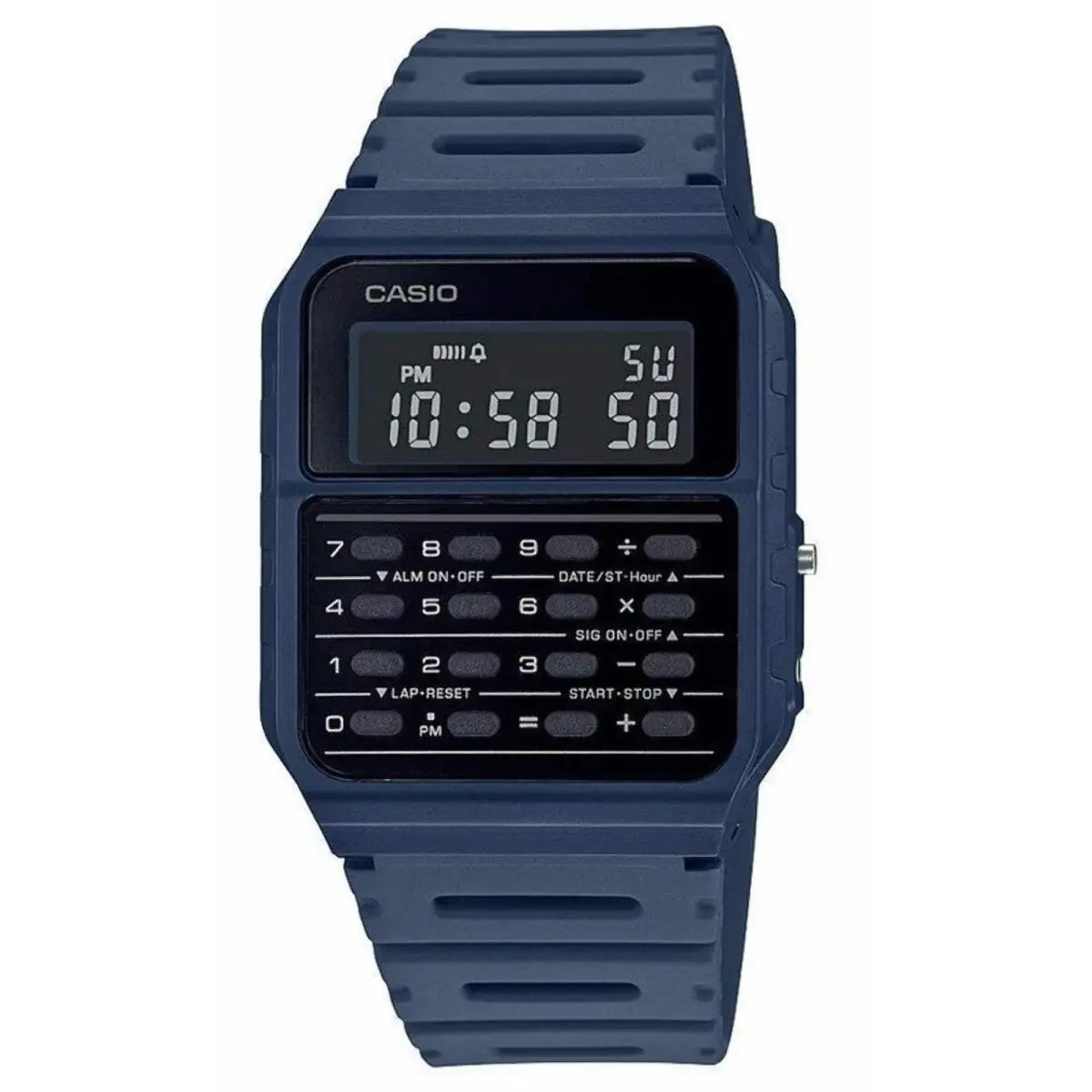 Casio CA53WF-2B Digital Calculator Watch Resin Band Water Resistan CA-53WF - Blue, Dial: Black, Band: Blue