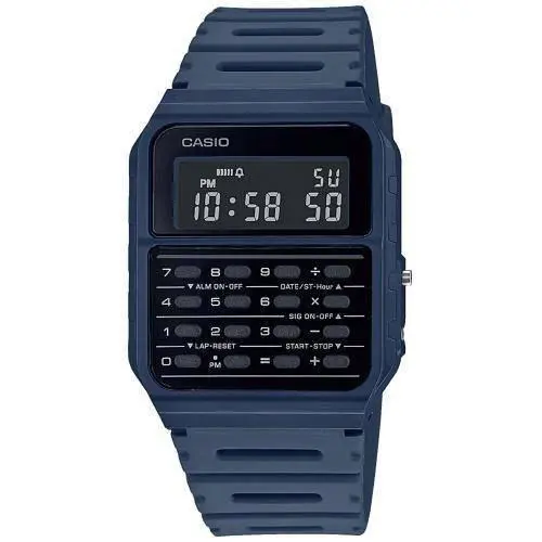 Casio CA-53WF-2B 8-Digit Calculator Blue Watch Resin Strap Alarm Chronograph - Blue