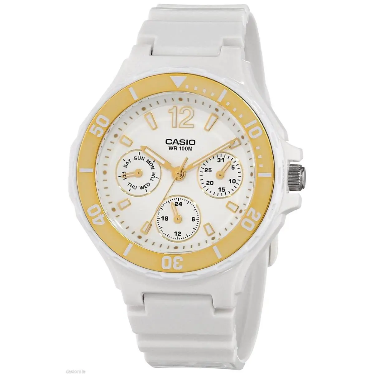 Casio LRW-250H-9A1 Ladies White Analog Watch 3 Circles Date Neo Display 100M