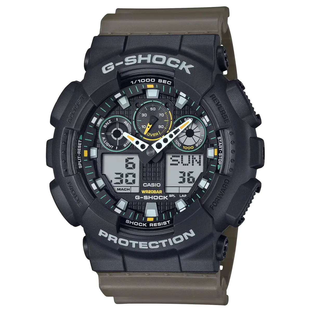 G-shock Utilitarian GA-100TU-1A3CR Analog-digital Watch Black Olive Green by Casio