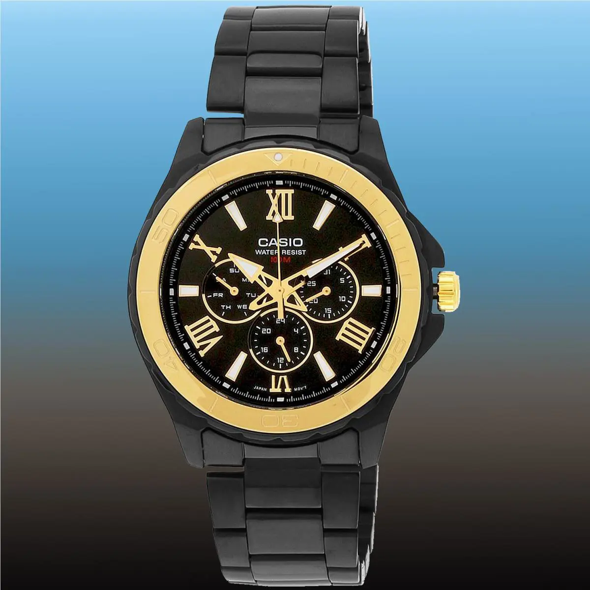 Casio Men`s Black Stainless Steel Luxury Sports 100M WR Watch MTD-1075BK-1A9