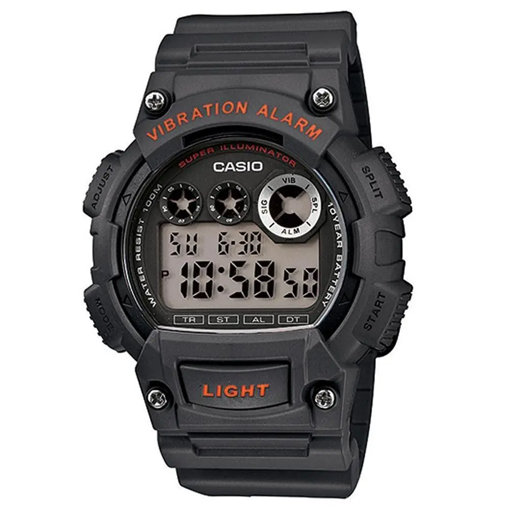 W735H Series Men’s Digital Watch Black/red 100M WR Countdown Timer by Casio