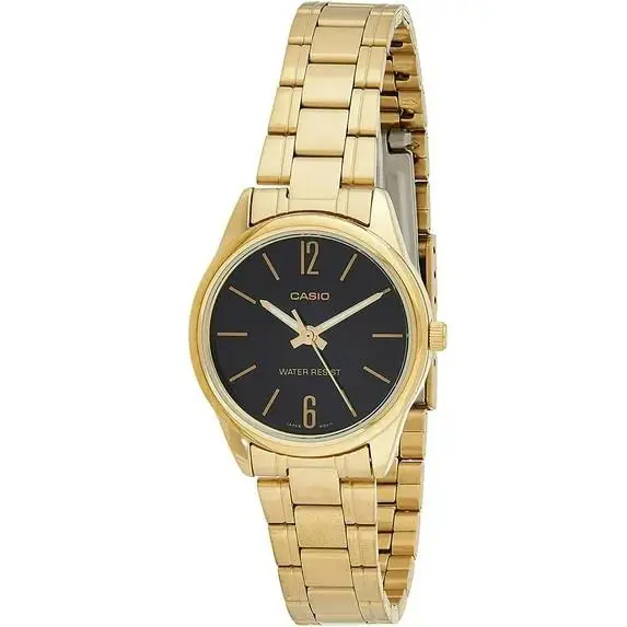 Casio LTP-V005G-1B Women`s Standard Analog Gold Tone Black Dial Analog Watch