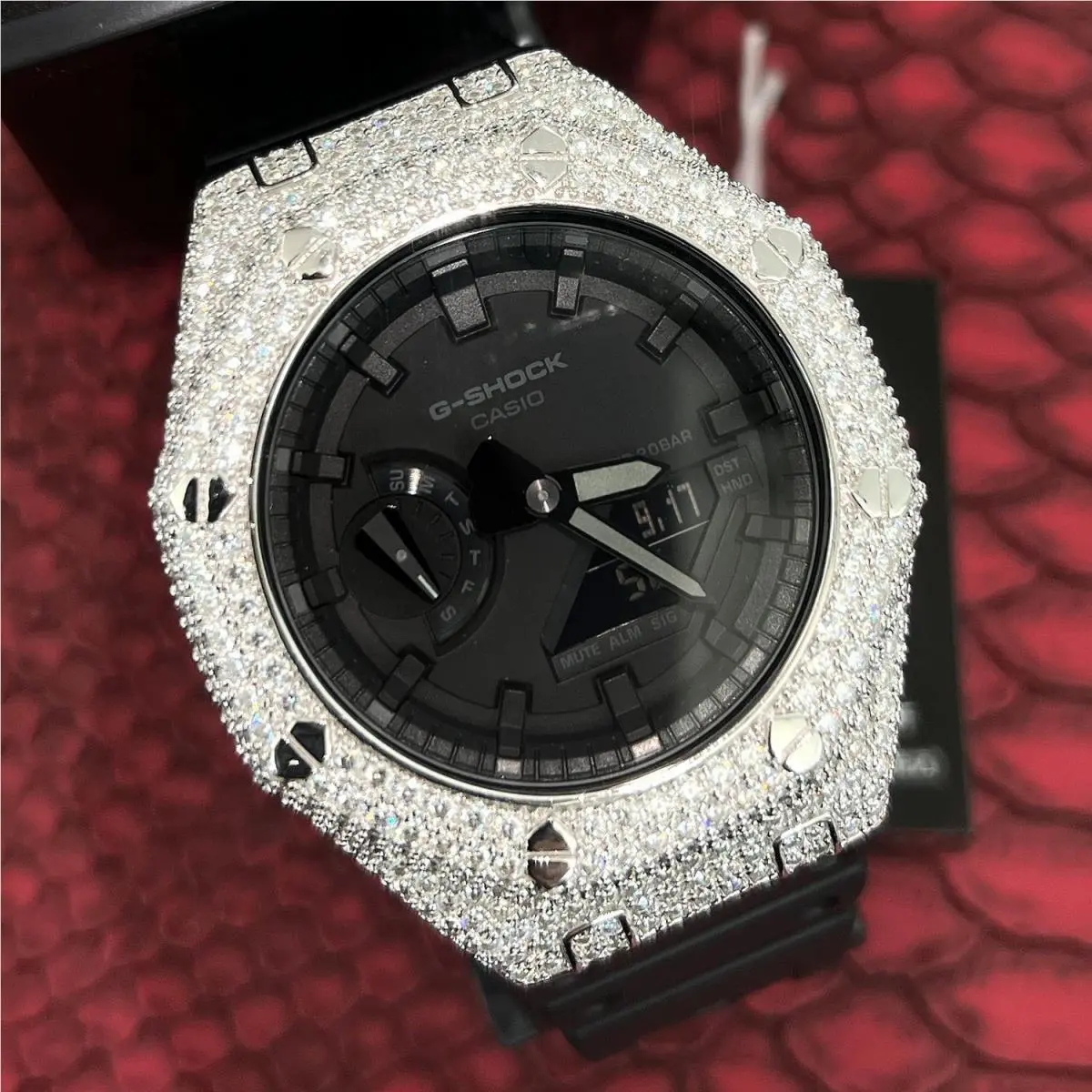 7.75 Carat Moissanite 925 Silver Bust Down Casio G Shock GA2100