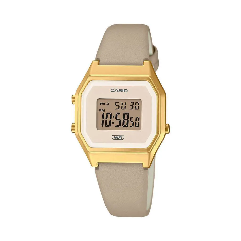 Casio Vintage LA680WEGL-5D Sand Leather Digital Quartz Classic Women`s Watch