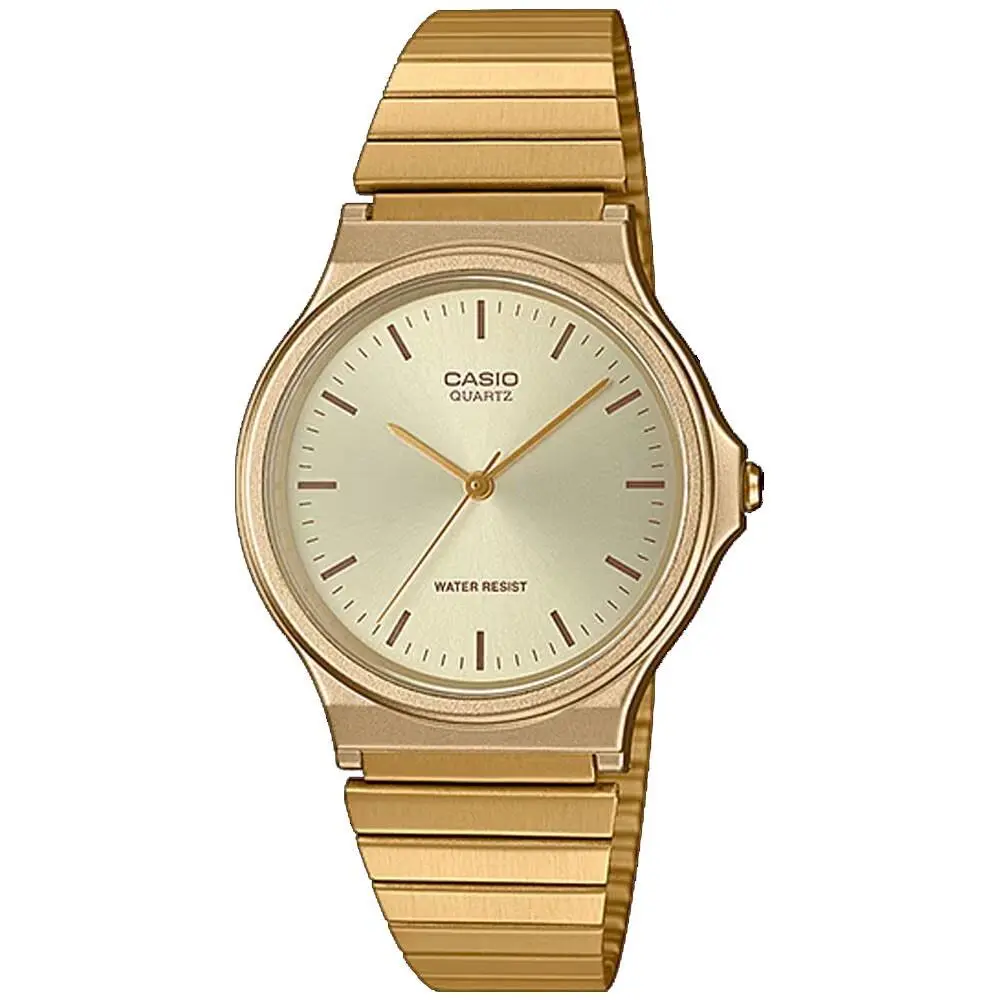 Casio MQ24G-9E Men`s Gold Tone Stainless Steel Gold Dial Casual Analog Watch - Dial: Gold, Band: Gold, Bezel: Gold