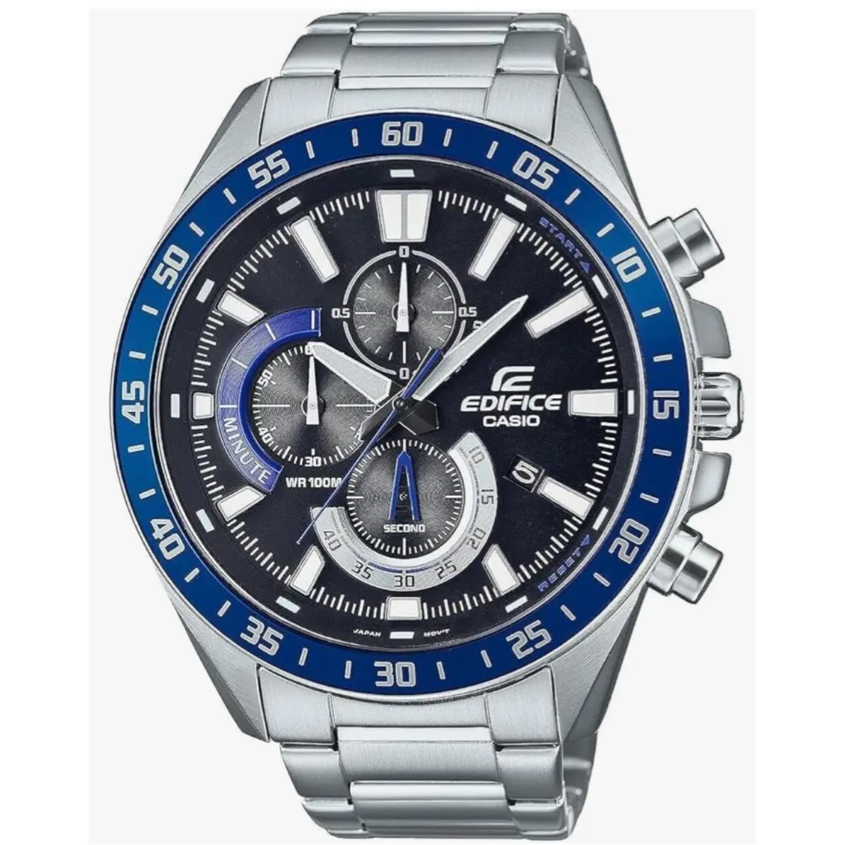 Casio EFV620D-1A2V Men`s Stainless Steel Blue Dial Standard Chronograph Watch - Dial: Blue, Band: Silver, Bezel: Blue