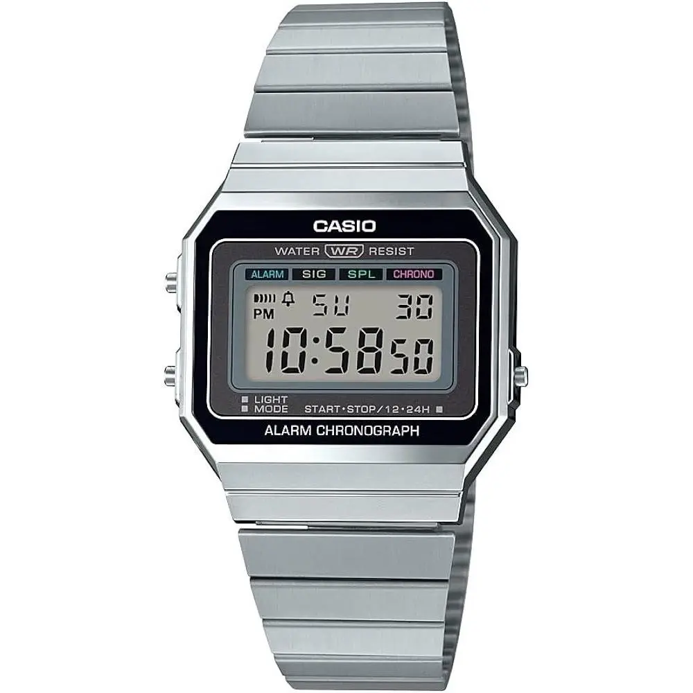 Casio Men`s A700W-1ACF Classic Digital Display Quartz Silver Watch - Band: Silver, Bezel: Silver