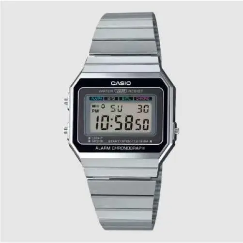 Casio: A700W-1ACF - Vintage - Stainless Steel - Multi-function - WR Wrist Watch