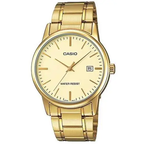 Casio LTP-V002G-9AUDF Women`s Analog Quartz Gold Dial Stainless Steel Watch - Dial: Gold, Band: Gold