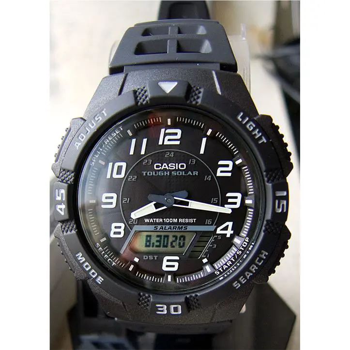 Casio AQ-S800W-1BV Men`s Watch Solar Power World Time 5 Alarms 100M WR