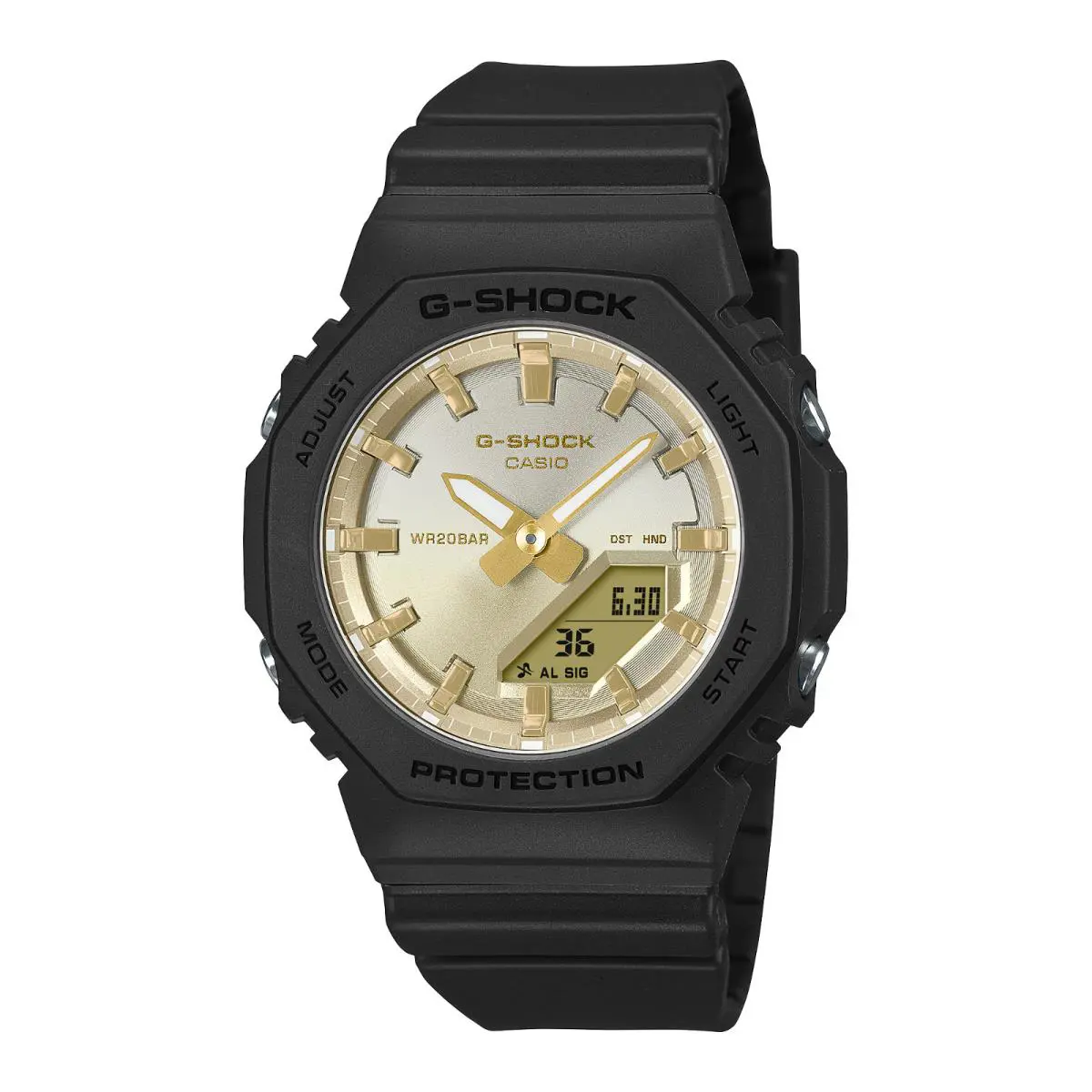 Casio G-shock GMAP2100SG1A 2100 Series Small Black Rubber Gold Women`s Watch