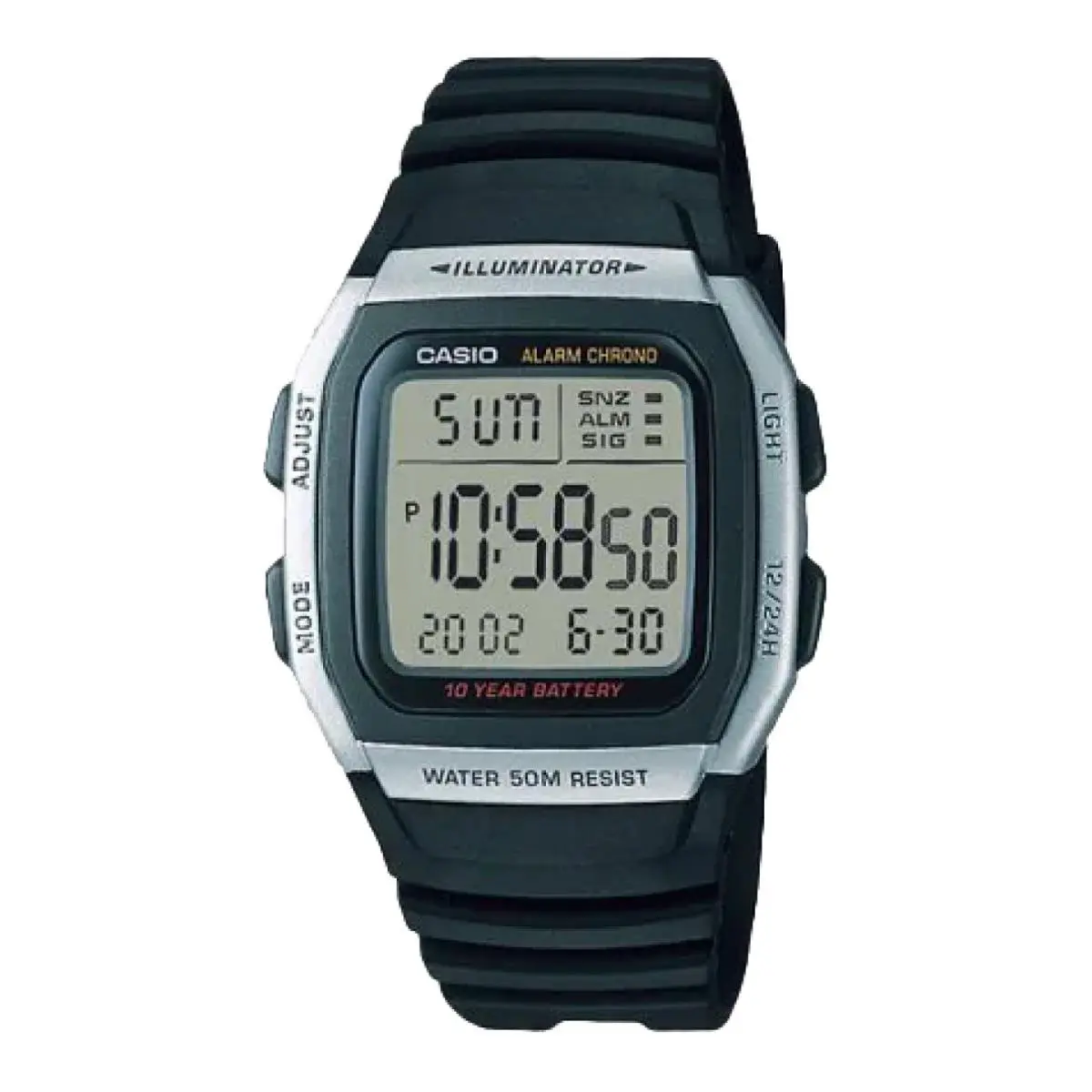 Casio Men`s Classic Digital Watch with Black Strap - W-96H-1AV - Black