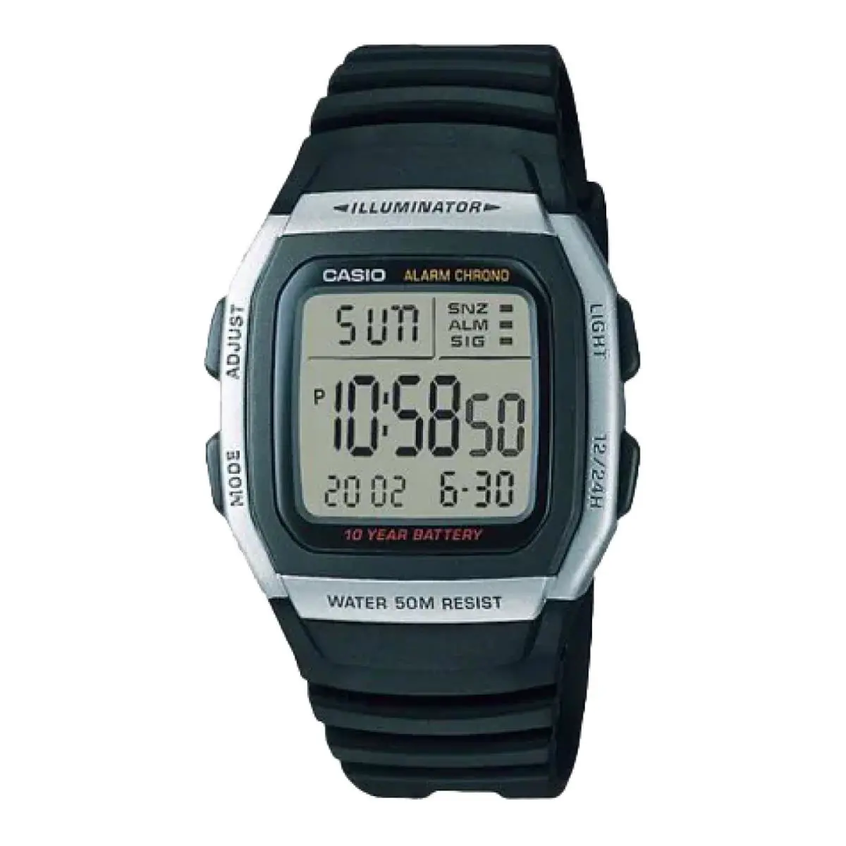 Casio Men`s Classic Digital Watch with Black Strap - W-96H-1AV - Black