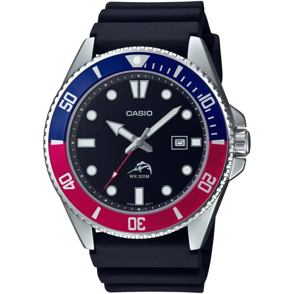 Casio Unisex Watch Quartz Silver Case Black Dial Resin Strap MDV-106B-1A2VCF