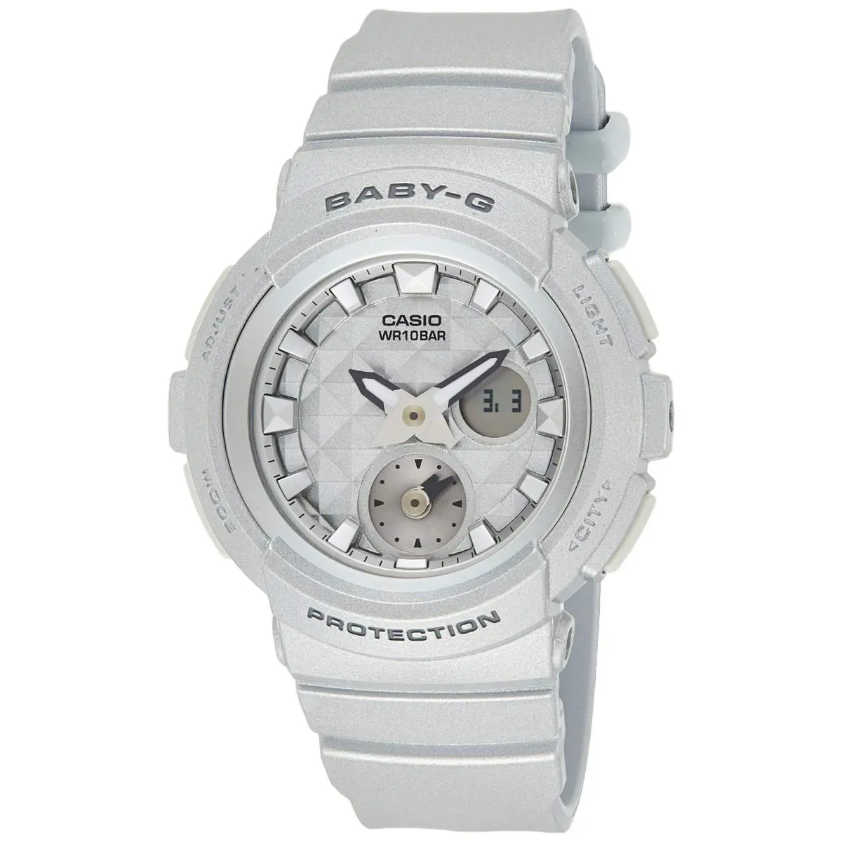Casio Women`s Baby G BGA195-8A Silver Rubber Quartz Sport Watch - Silver, Quartz