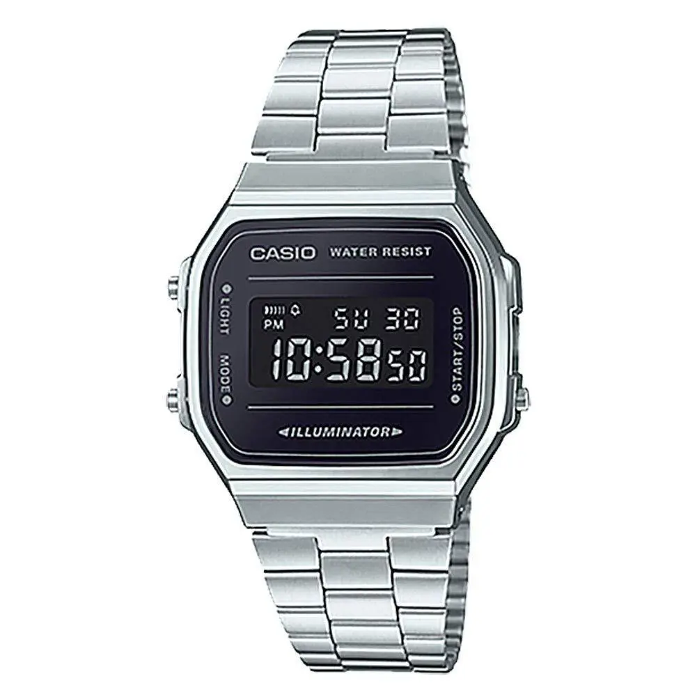 Casio A168WEM-1 Men`s Youth Collection Mirror Dial Alarm Chronograph