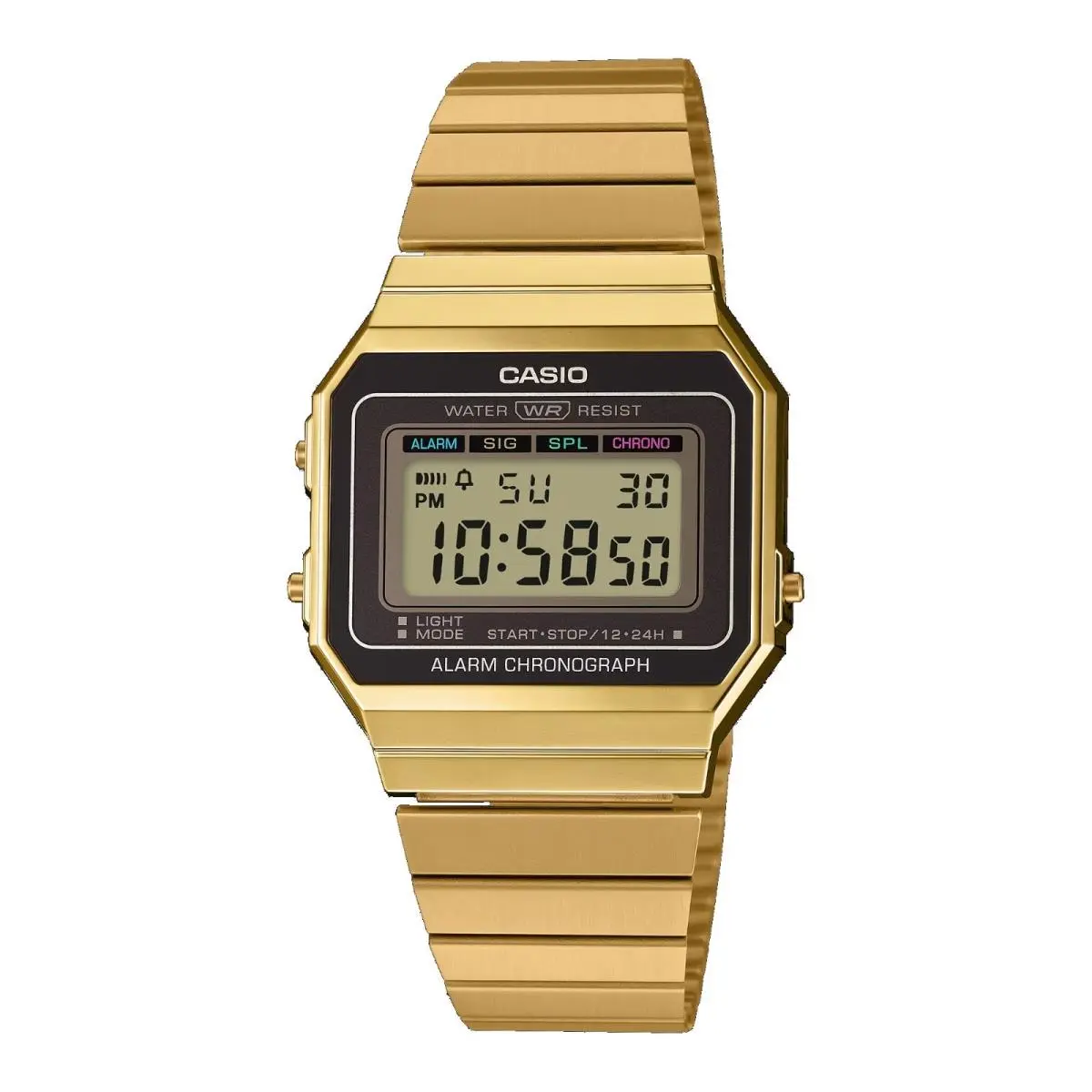 Casio A700WG-9A Men`s Gold Tone Band Vintage Alarm Chronograph Watch