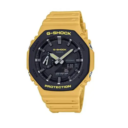 G-shock Analog-digital Black Dial Yellow Resin Men`s Watch GA-2110SU-9ADR by Casio