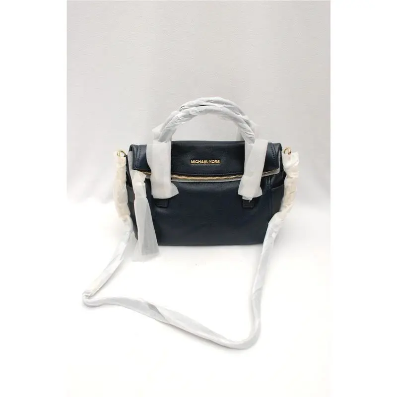 Michael Kors Weston Leather Medium Satchel Shoulder Crossbody Bag Midnight