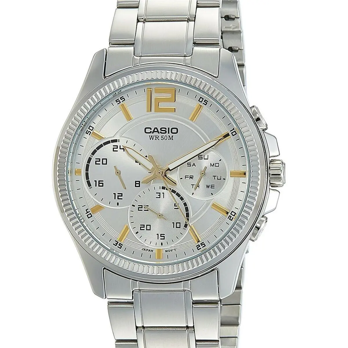 Men`s Casio MTP-E305D-7AVDF Enticer Silver Dial Analog-chronograph Wrist Watch