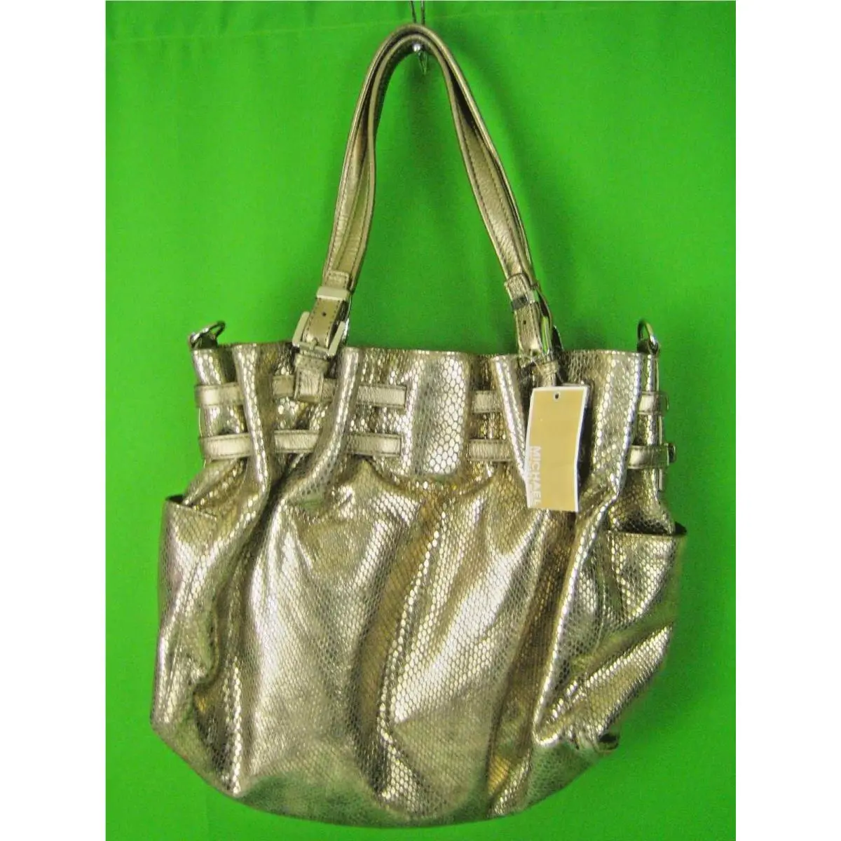 Bronze Embossed Leather Large Shoulder Tote by Michael Kors