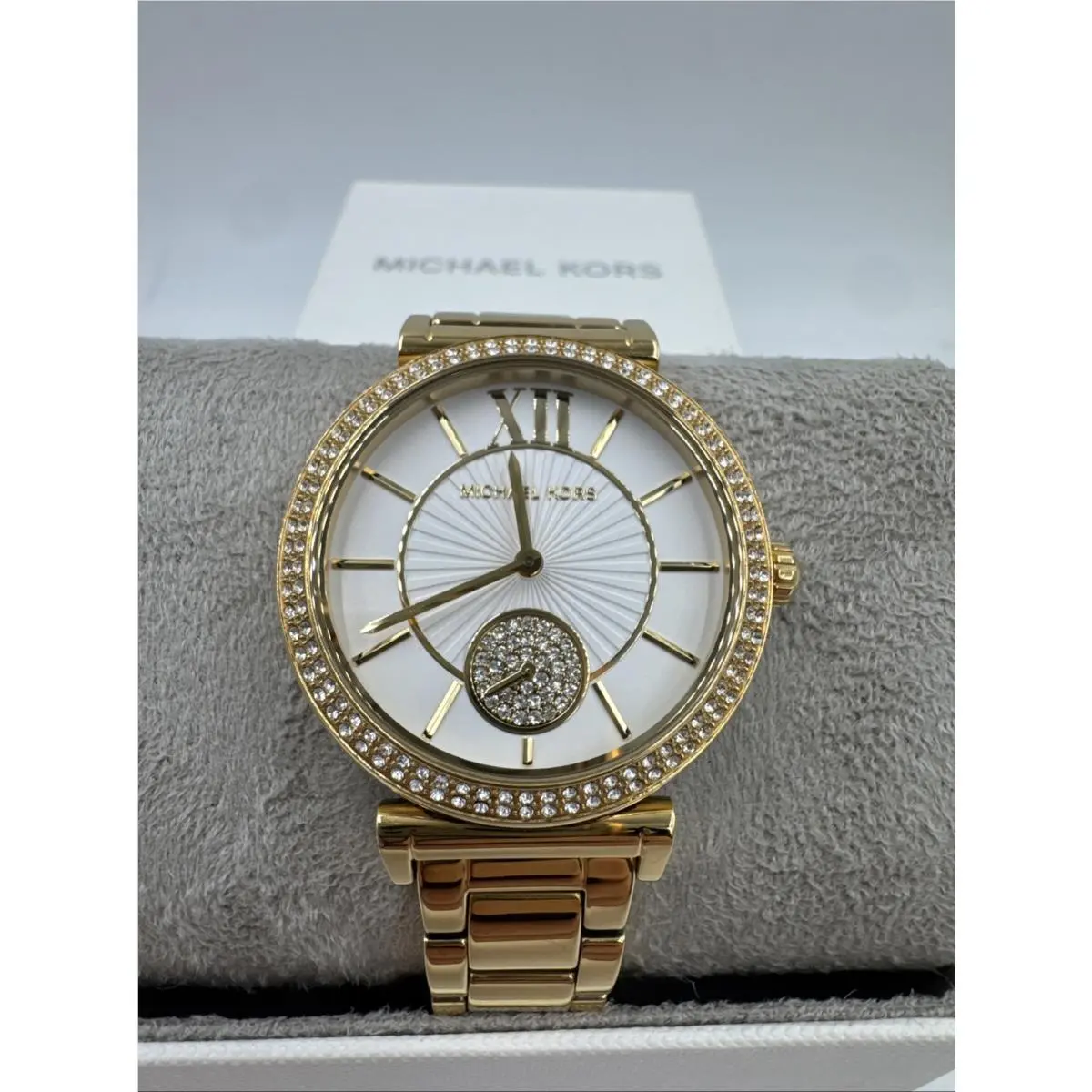 Michael Kors Abbey MK4615 Womens White Dial Gold Case Analog Wristwatch