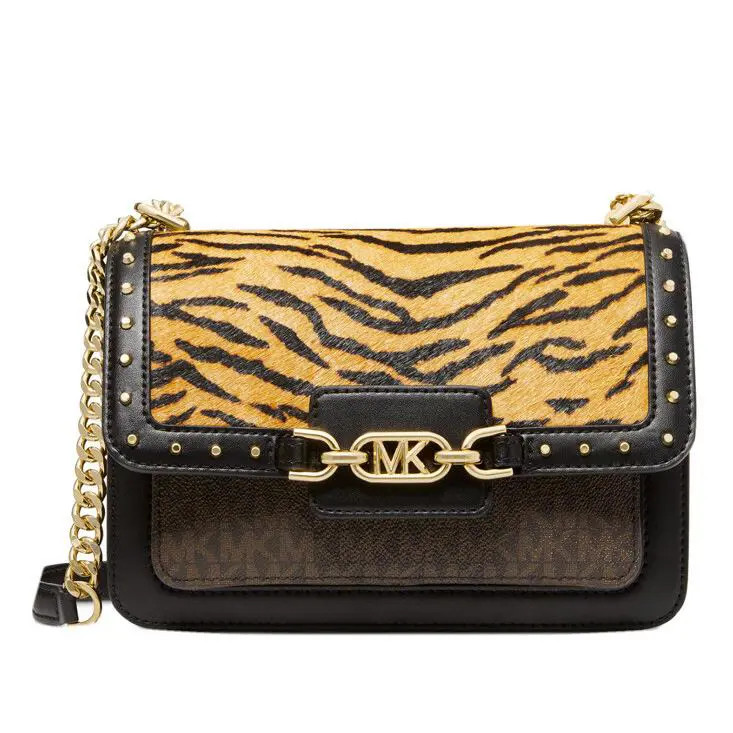 Michael Kors Calf Hair Signature Heather Shoulder Bag Brown Multi