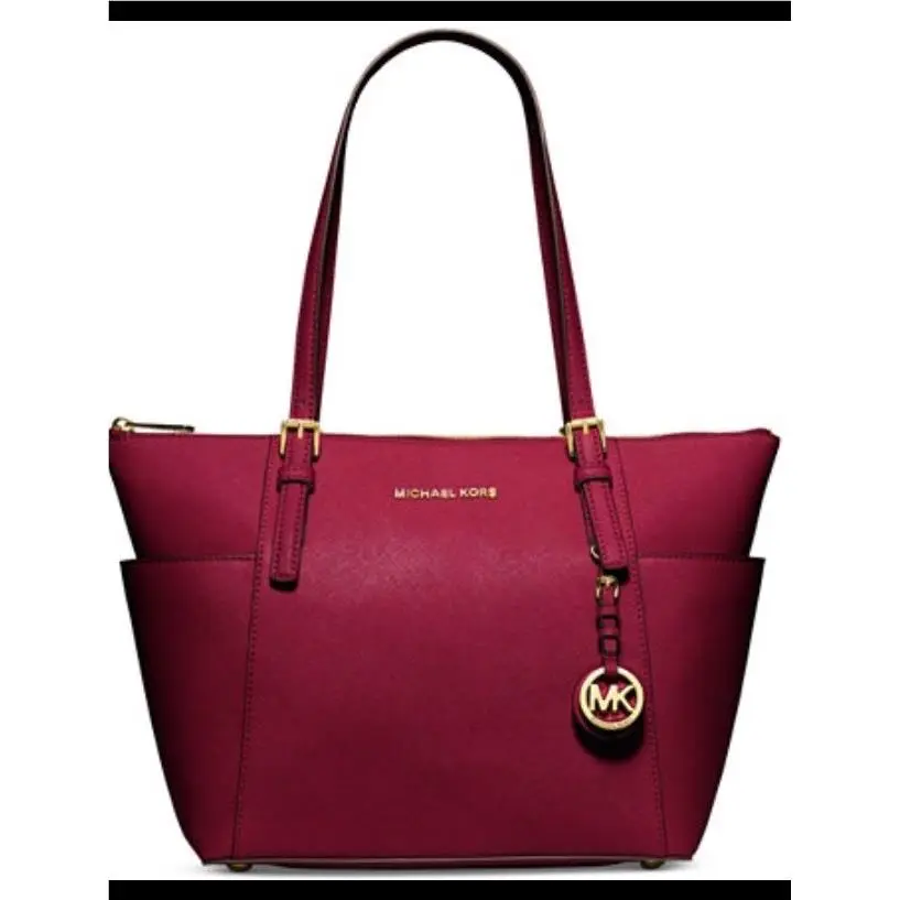 EW TZ Tote Cherry Color Leather/gold Hardwarer by Michael Kors