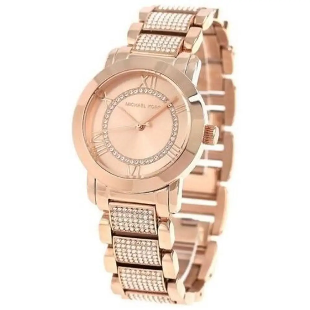 Tiffany Rose Gold Tone Pave Crystals Bracelet Watch MK3687 by Michael Kors