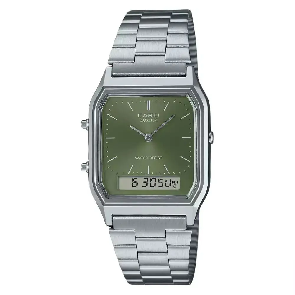 Casio AQ-230A-3A Retro Digital Analog Alarm Mens Watch AQ230