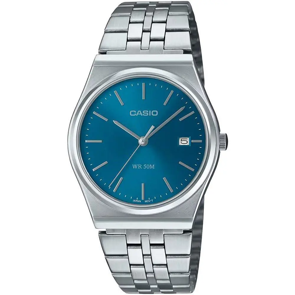 Casio MTP-B145D-2A2V Men`s Vintage Stainless Steel Blue Dial 3-Hand Analog Watch
