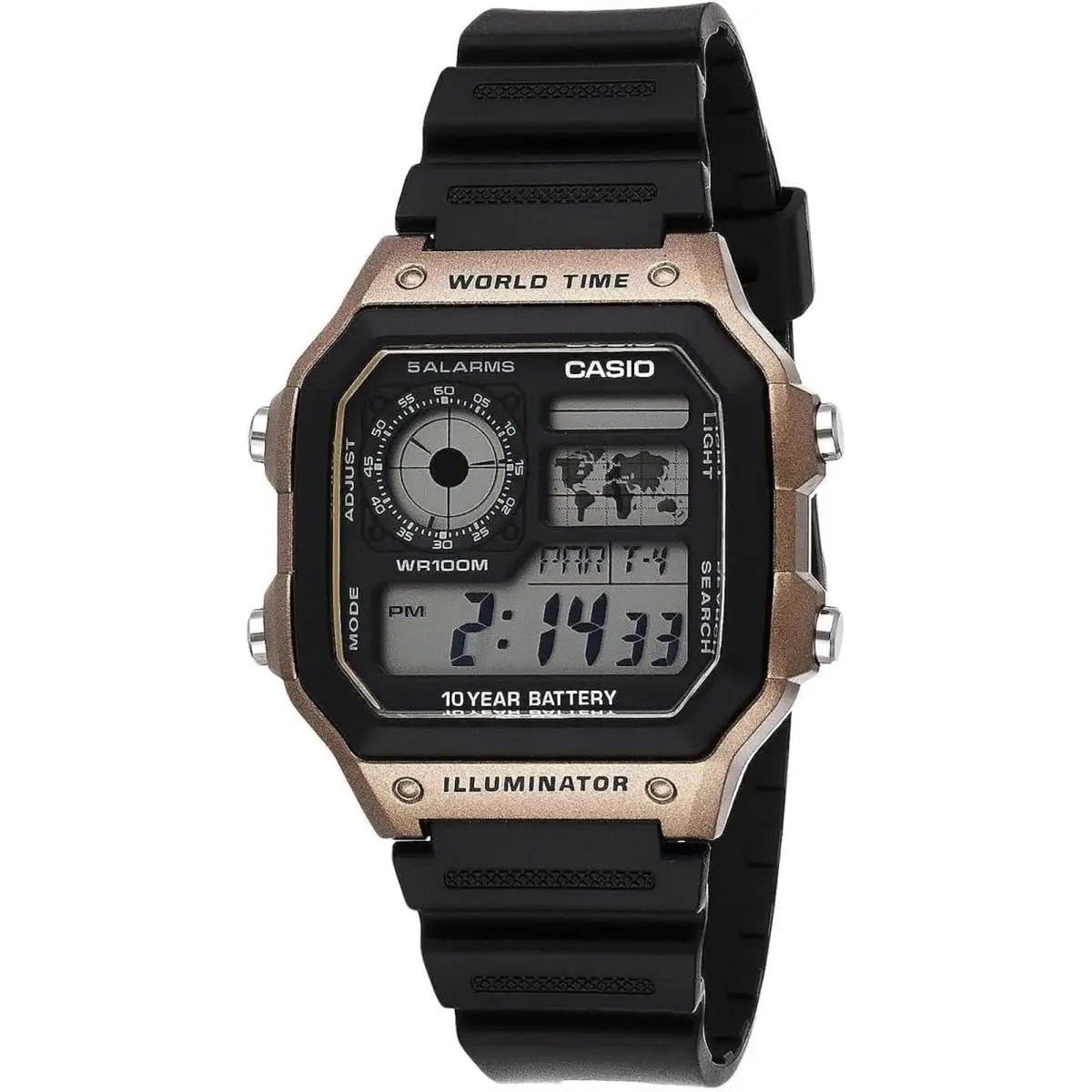 AE1200WH-5AV Digital World Time Watch Resin Band 100M Water Resistant AE-1 by Casio