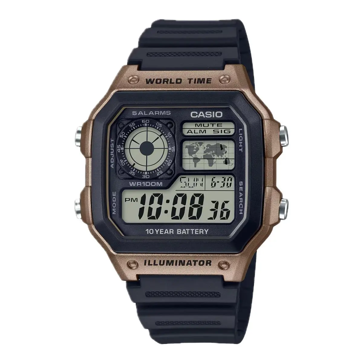 Men’s Black and Brown Digital Watch - AE-1200WH-5AV by Casio