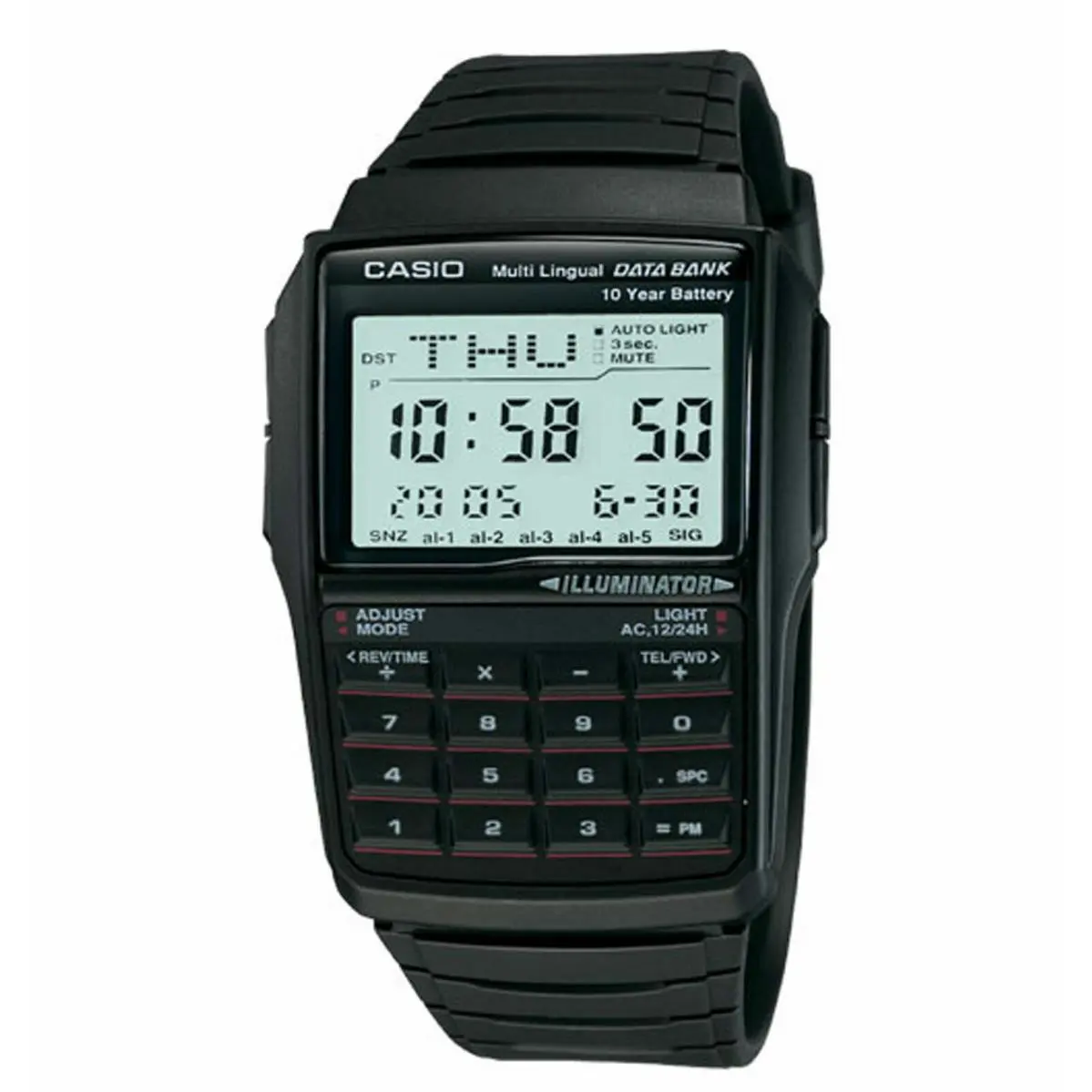 Casio Databank DBC32-1A Wrist Watch For Men - Dial: White, Band: Black