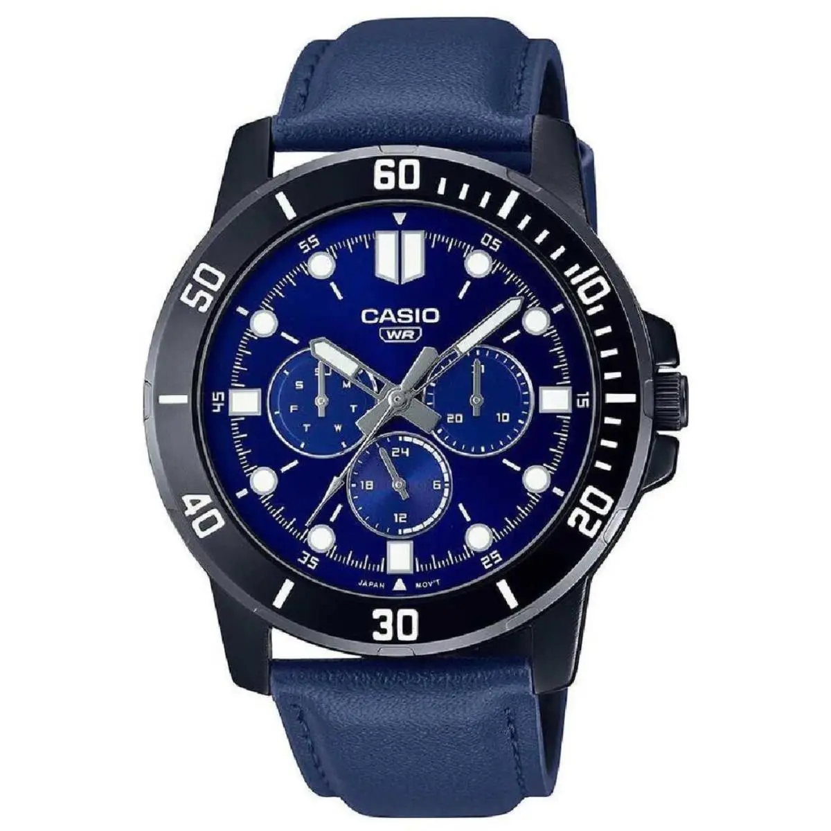 Casio MTPVD300BL-2E Men`s Sports Multifunction MTP-VD300 Black Blue Steel Watch