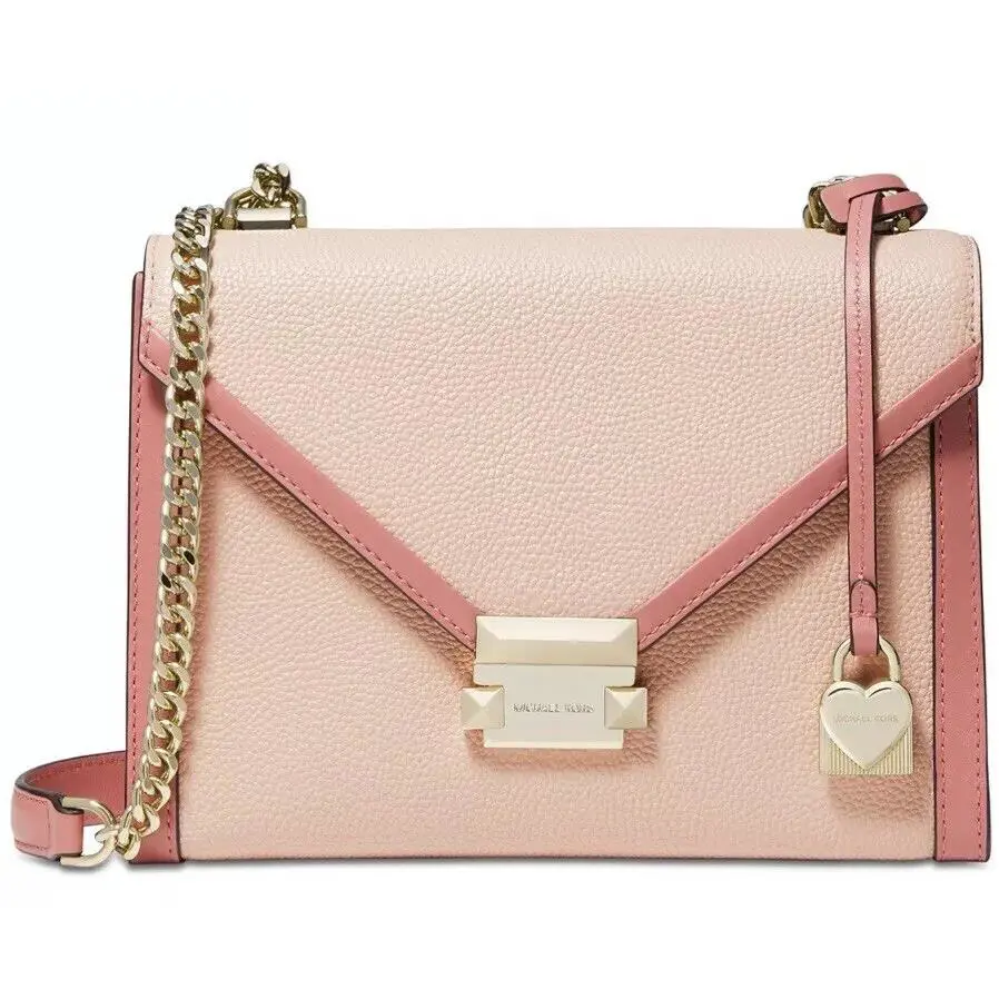 Michael Kors Whitney Bicolor Leather Small Shoulder Bag Soft Pink Gold Cha