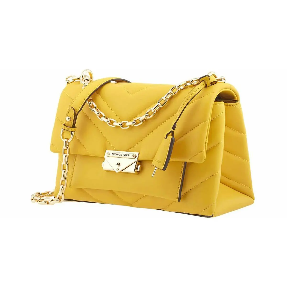 Michael Kors Cece Medium Chevron Chain Shoulder Bag Crossbody in Sunflower