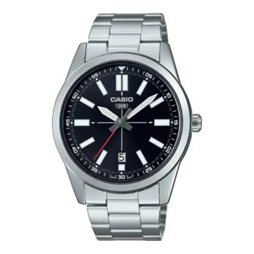 MTP-VD02D-1EUDF Men`s Stainless Steel Black Dial 3-Hand Analog Watch by Casio
