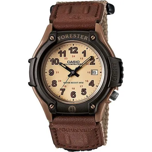 Casio Men`s Quartz Forester Illuminator Date Indicator 41mm Watch FT500WC-5BV - Dial: Black, Band: Brown, Bezel: Brown
