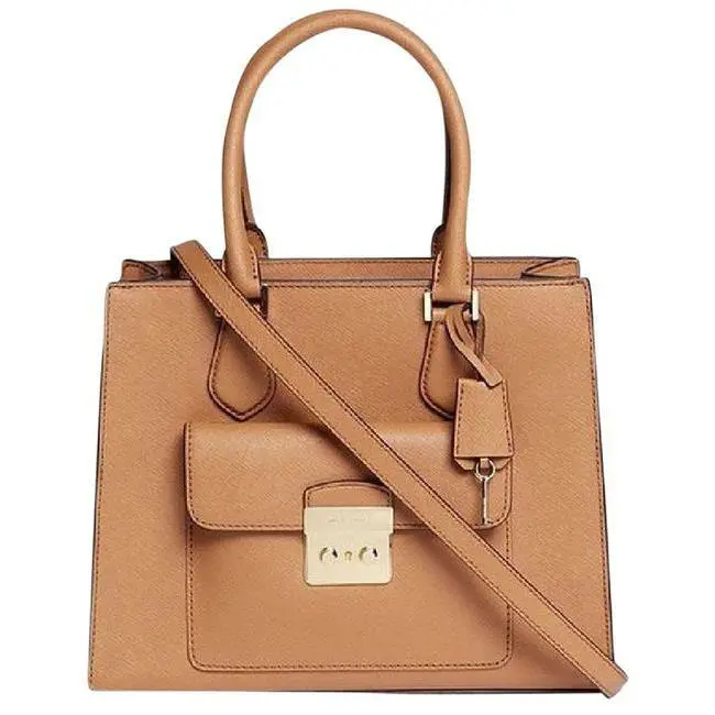 Michael Kors Bridgette Acorn Brown Medium Saffiano Crossbody Tote Bag