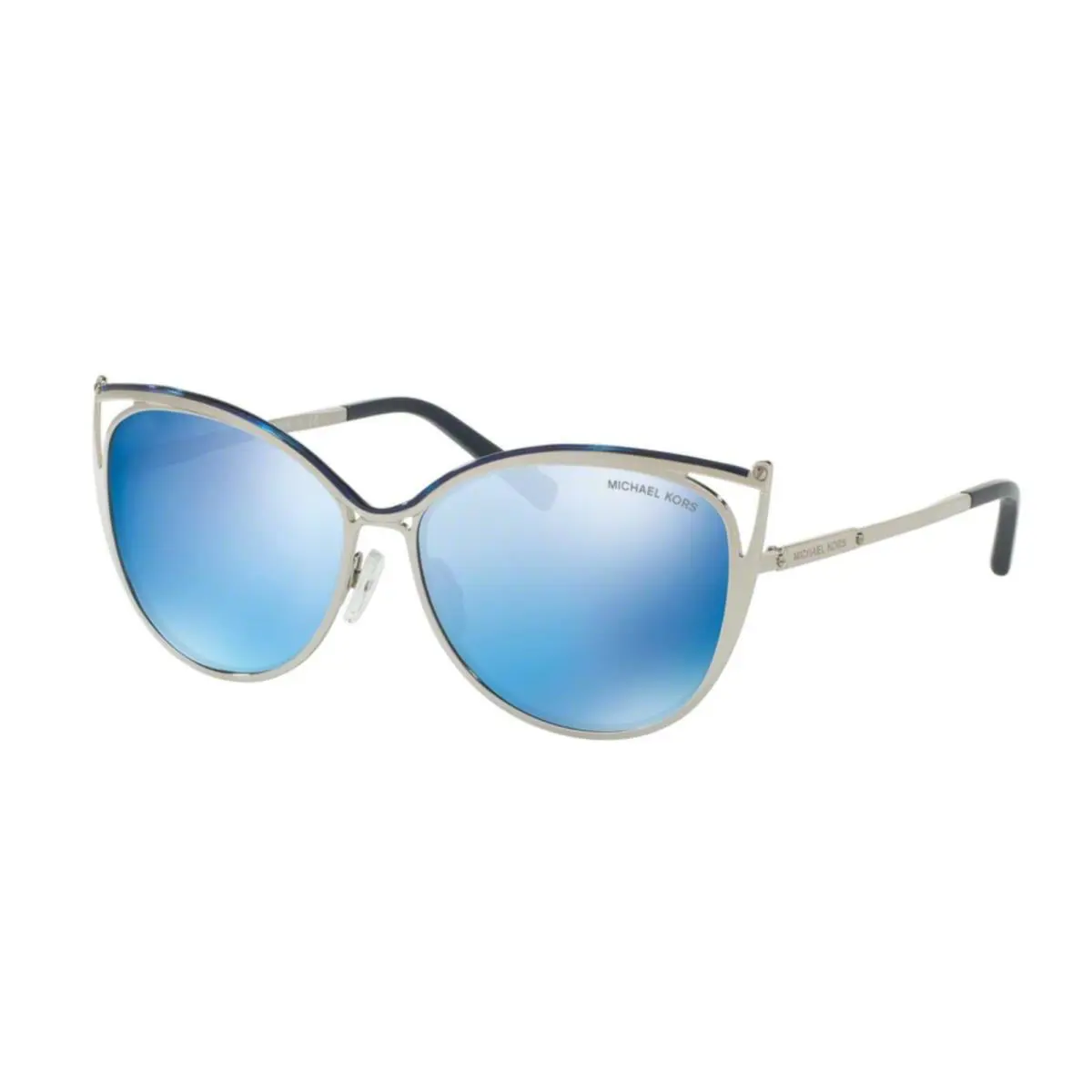 Michael Kors Sunglasses Ina MK 1020 116755 Navy Silver Tone w/ Navy Mirror - Frame: Navy / Silver Tone, Lens: Navy Mirror