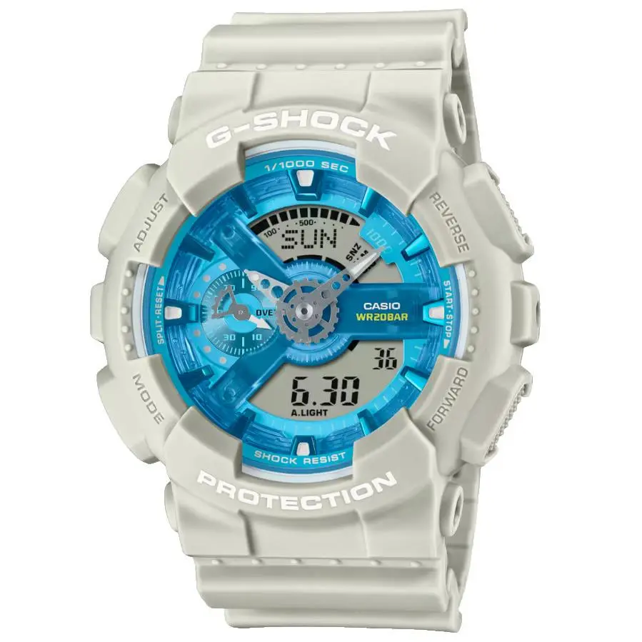Casio G-shock Analog/digital Sand Beige Resin Blue Dial Men’s Watch GA110AS-5A