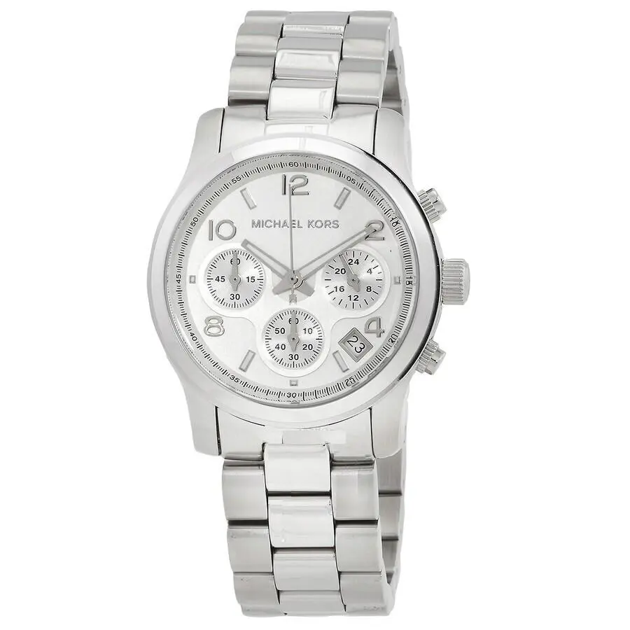 Michael Kors Silver Tone Stainless Steel Runway Chronograph Watch MK7325 - Dial: Silver, Band: Silver