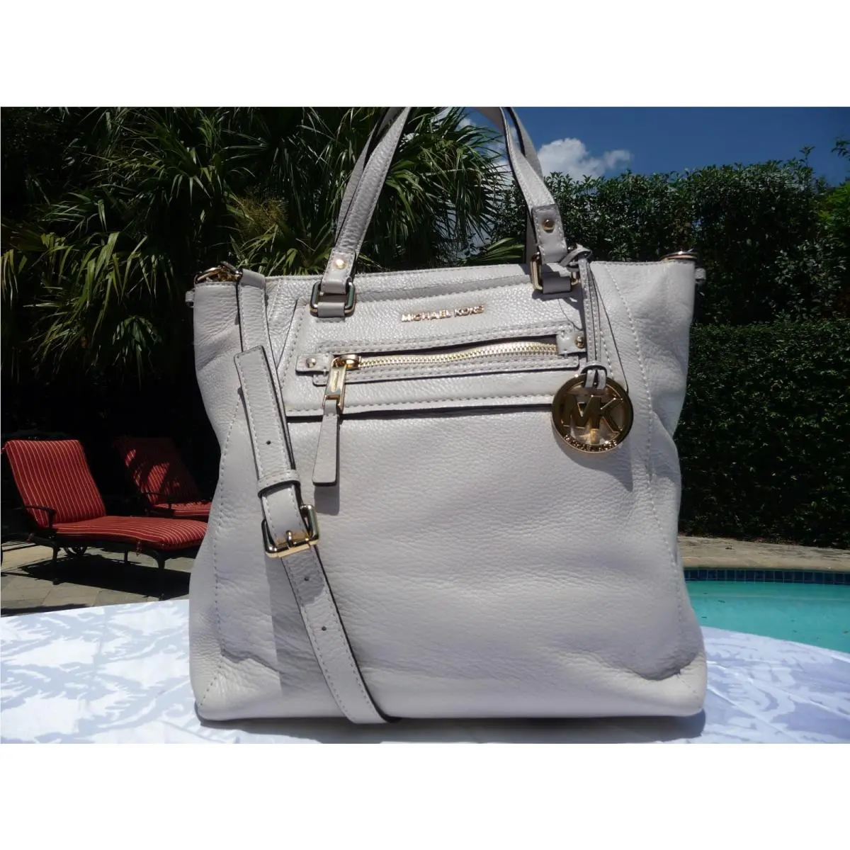 Vanilla Leather Gilmore Large Tote Zipper TOP-NWT-$398-STUNNING by Michael Kors