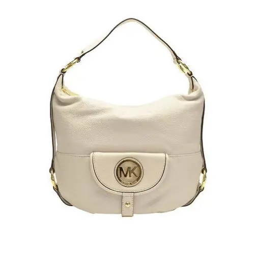 New-michael Kors Fulton White Vanilla Pebbled Leather Hobo Satchel Shoulder Bag