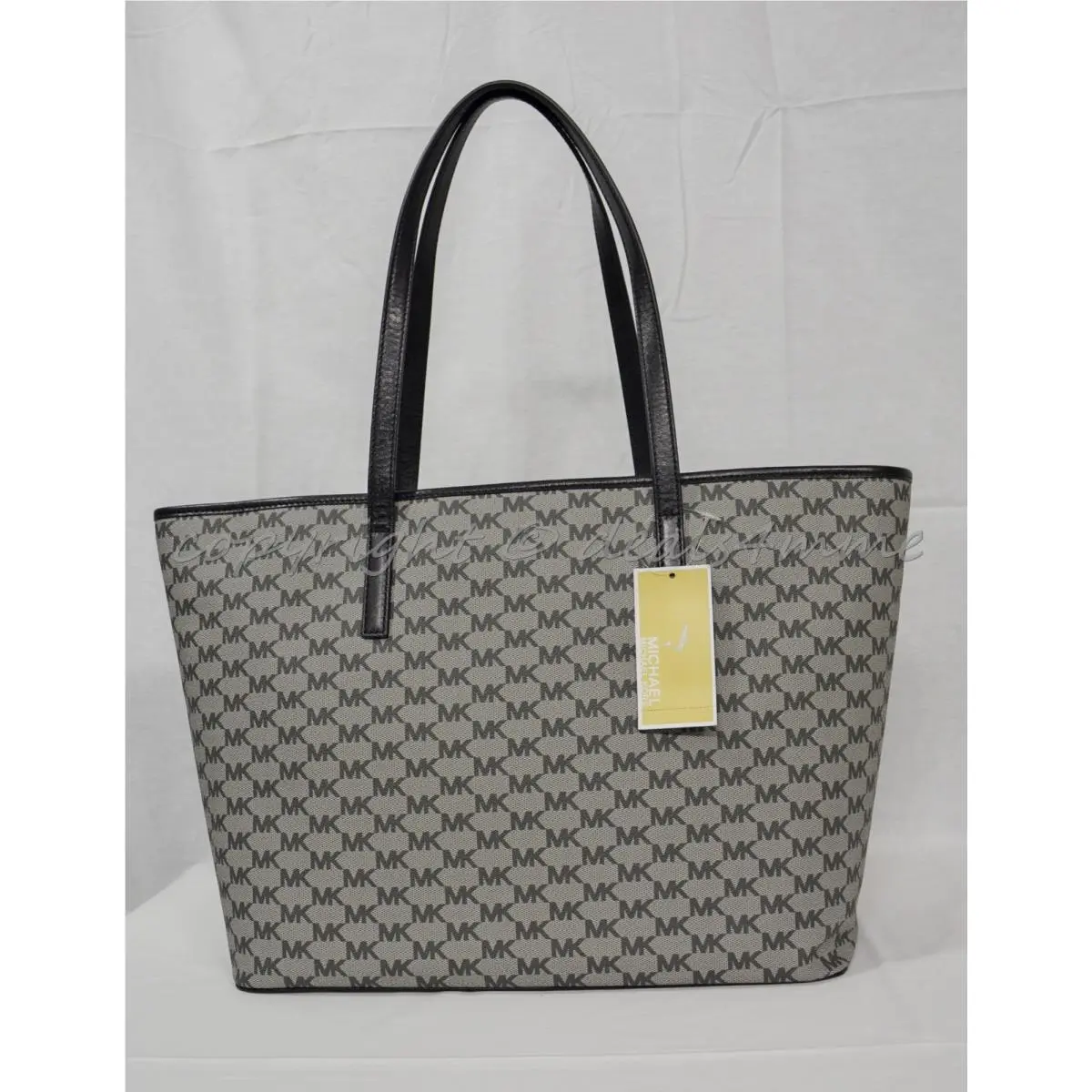 Michael Kors Studio Heritage Signature Emry Large Top Zip Tote in Black Grey