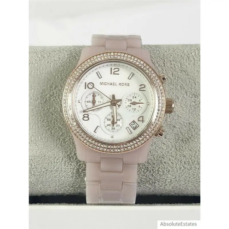 Runway Pave Rose Gold Glitz Blush Pink Acetate Watch MK7424 by Michael Kors
