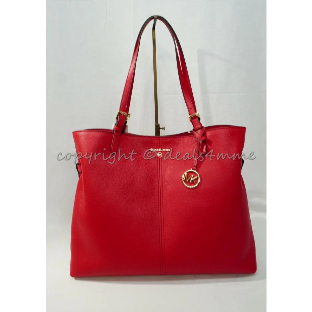 Michael Kors 38H1GYZT3L Lenox Large Leather Tote in Crimson