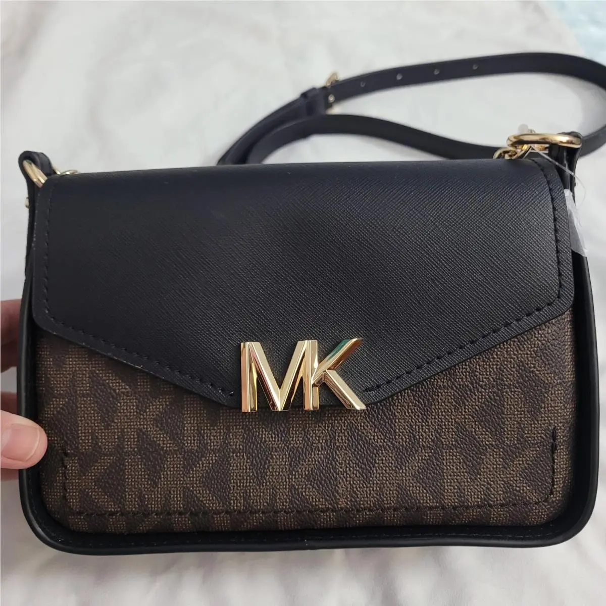 Michael Kors MK Sylvia Crossbody Bag Designer Brown Black
